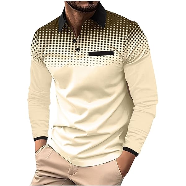 ROOMLINE S Beige Men's Polo Shirts Long Sleeve 2025 Casual